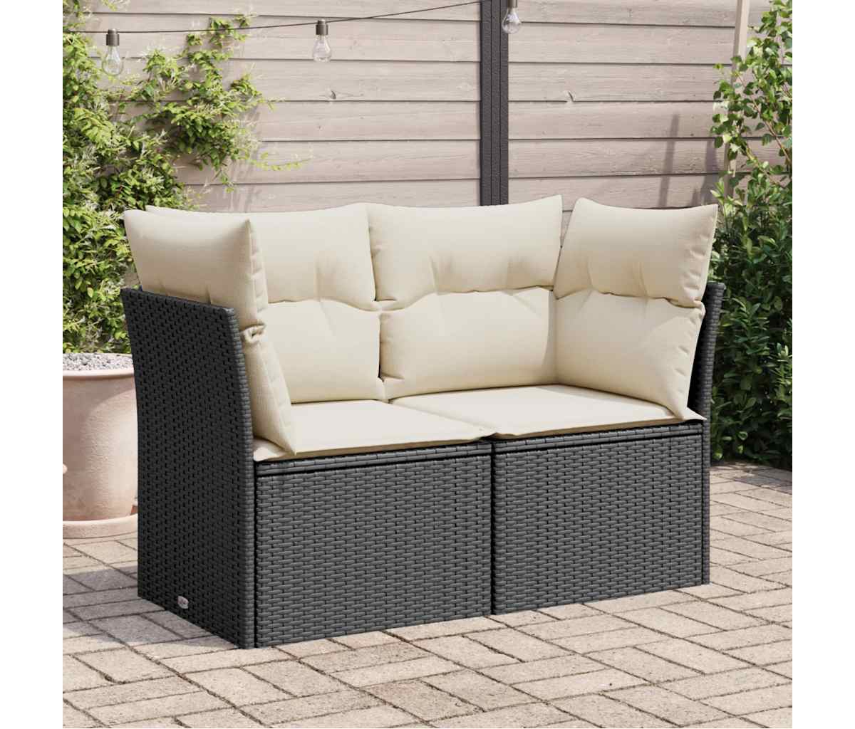 Garden Sofa Black, Cream White