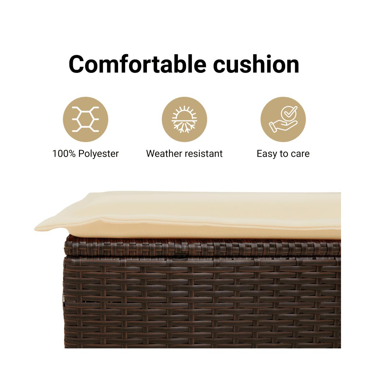 Garden Sofa Brown Pe Rattan, Powder-Coated Steel, Polyester
