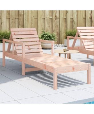 Sun Lounger Natural wood Solid Douglas wood Medium