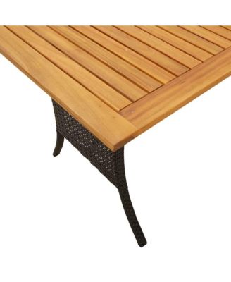 Patio Sofa 3-Seater with Cushions&Table Black Poly Rattan