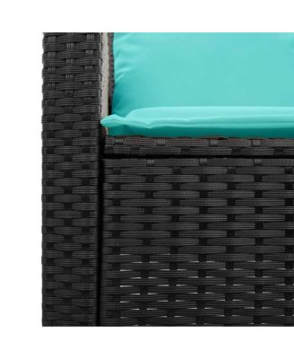 5 Piece Patio Sofa Set with Cushions Stackable Black Poly Rattan