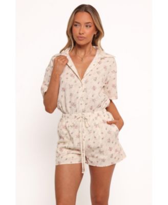 Women's Calypso Romper - Cream Pink Floral