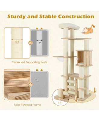 71'' Tall Cat Tree w/Cozy Perch Condo Space Capsule 4.6'' Scratching Posts
