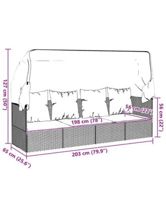 Outdoor Lounge Bed Brown Poly rattan Large Adjustable Armrests
