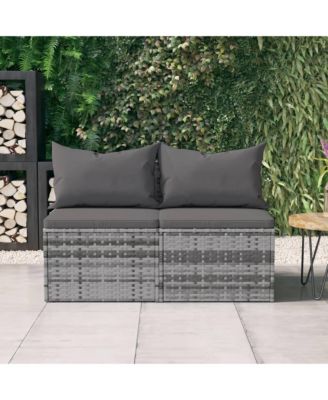Garden Middle Sofa Grey PE rattan, powder-coated steel Medium