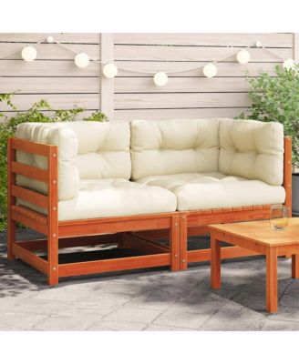 Garden Sofa Wax brown Solid pine wood 27.6 x 27.6 x 26.4 in