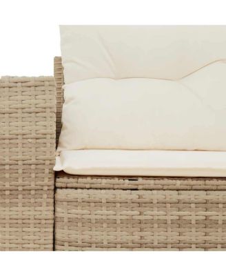 Garden Sofa Beige PE Rattan, Powder-Coated Steel, Polyester Medium
