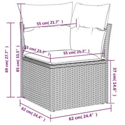 Garden Sofa Grey PE rattan Single Modular Garden Sofa Square