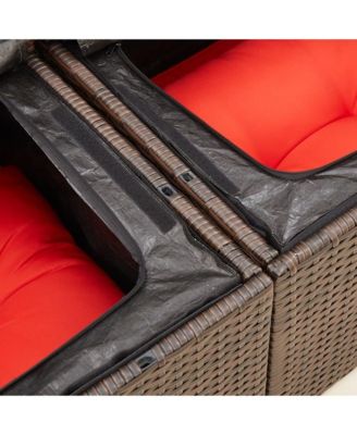 Patio Sofa with Cushions 2-Seater Brown Poly Rattan