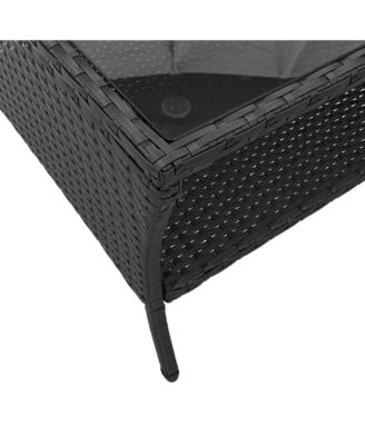 Patio Sofa 2-Seater with Cushions&Table Black Poly Rattan