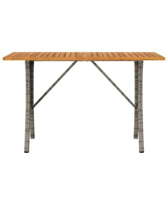 Patio Sofa 3-Seater with Cushions&Table Gray Poly Rattan