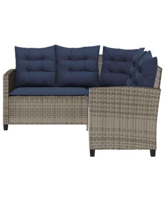 Garden Sofa Grey PE rattan Medium Adjustable Feet