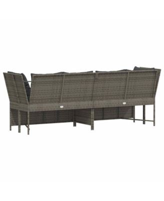 Garden Sofa Grey PE rattan, powder-coated steel, polyester