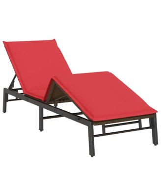 Sun Lounger with Cushion Brown Poly Rattan