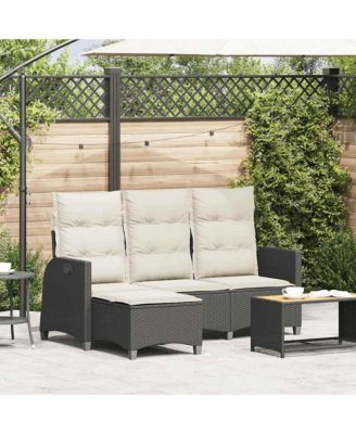 Reclining Garden Sofa Black PE Rattan