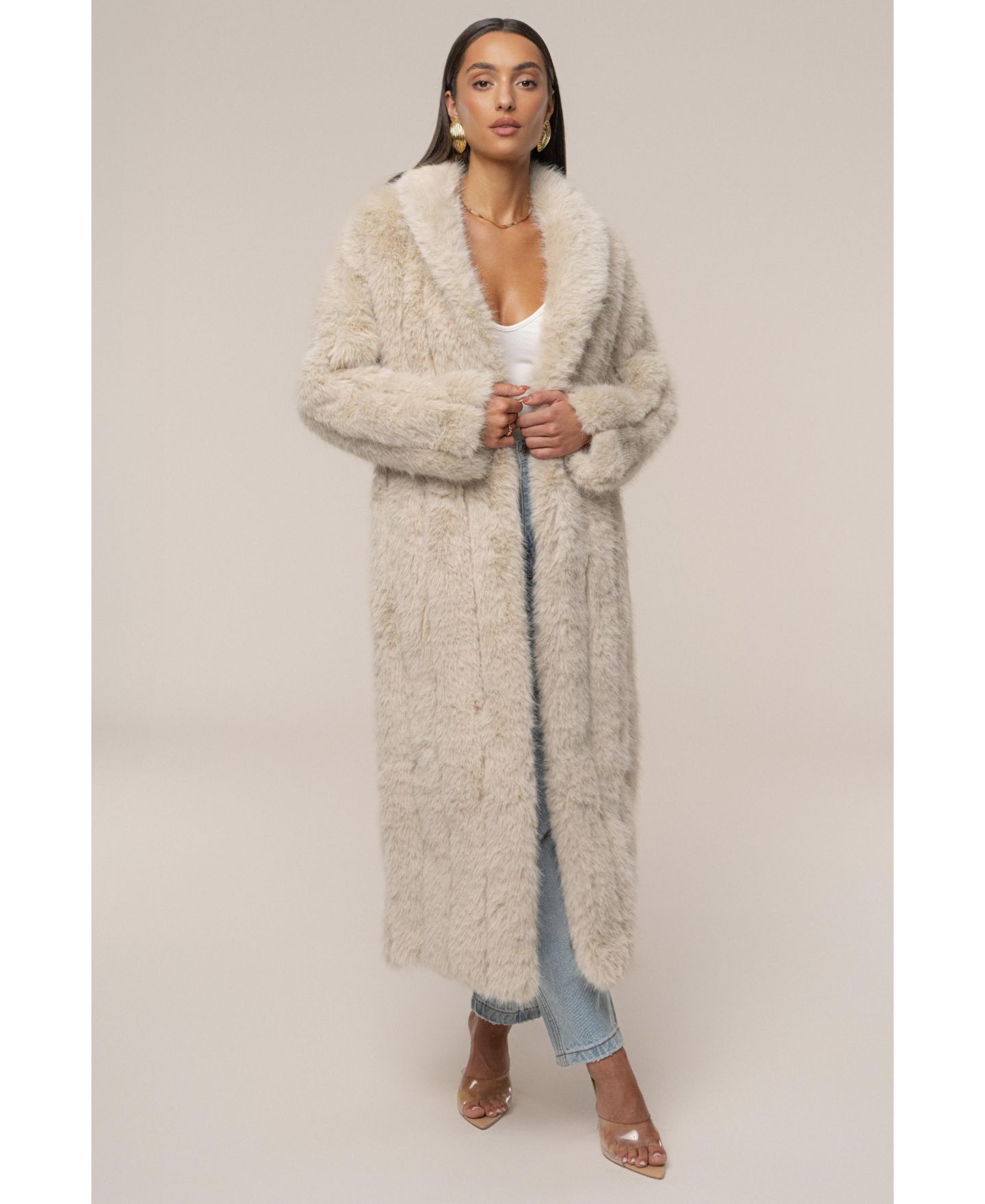 Женское пальто JLUXLABEL Manhattan Faux Fur, цвет: Бежевый — фото 4