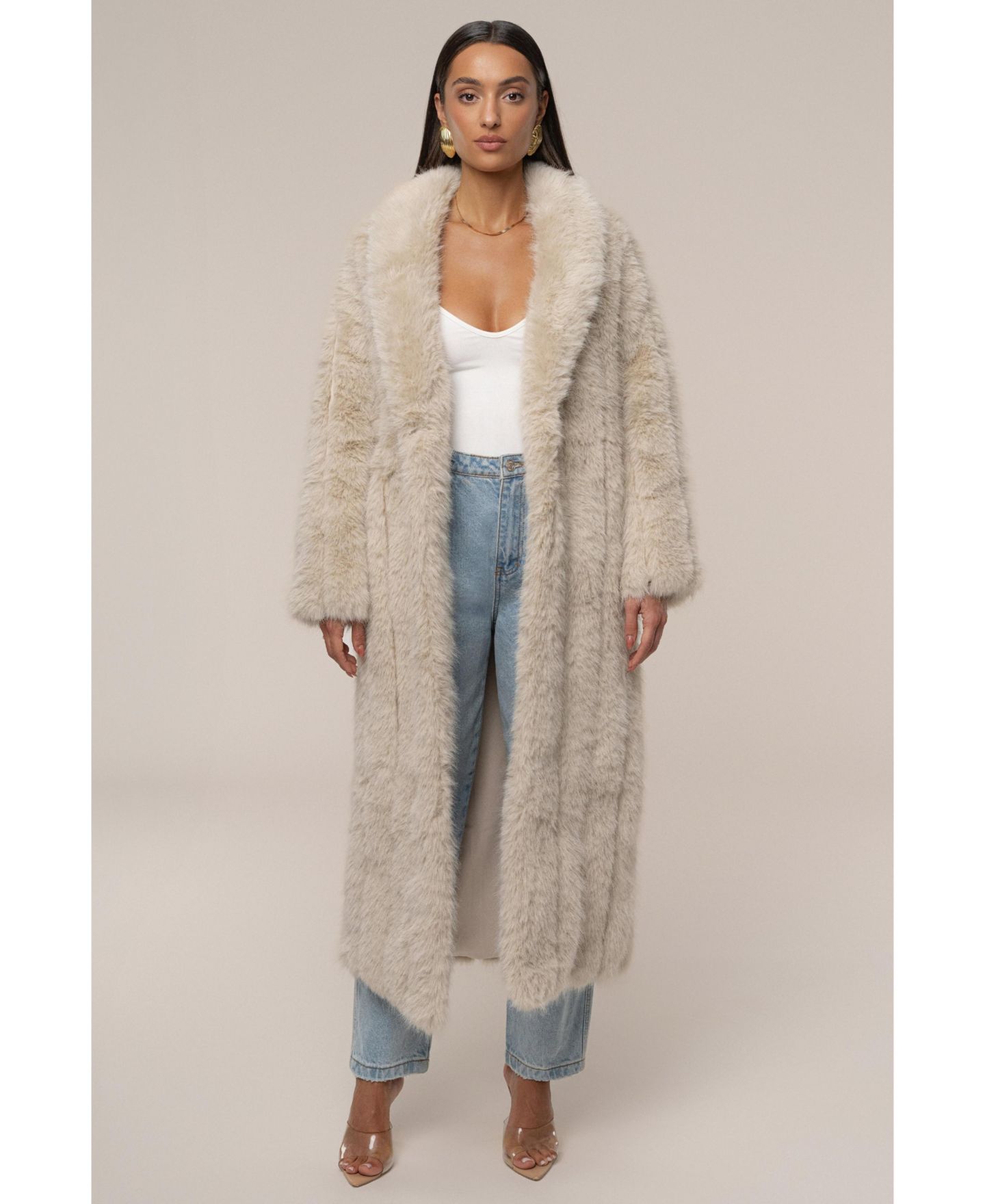 Женское пальто JLUXLABEL Manhattan Faux Fur, цвет: Бежевый — фото 1