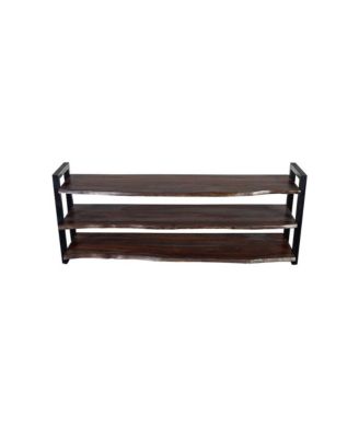 Manzanita Live Edge Solid Sheesham Wood TV Stand, Gray