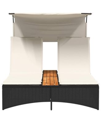 Patio Double Sun Lounger Black PE rattan Double