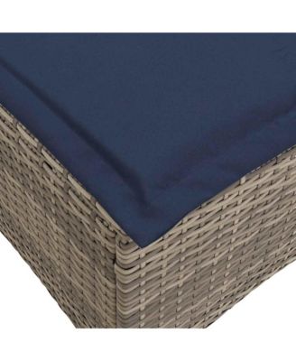 Reclining Garden Sofa Gray Poly Rattan 3-Seater