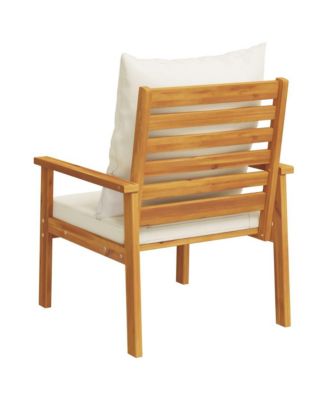 Sofa Chair Cream White Solid Acacia wood, 100% polyester Medium