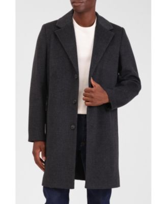 Men's Houndstooth Faux Wool Top Coat