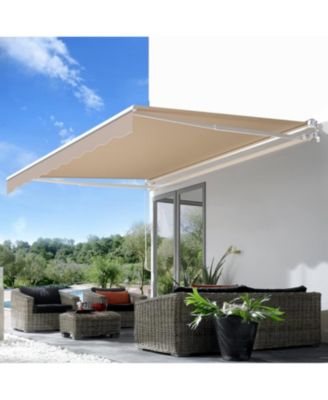 13'x10' Manual Retractable Awning Sun Shade, Patio Awning Canopy