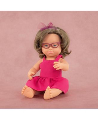 My Friends and Me Collection Brunette Baby Girl Doll with Down Syndrome and Glasses- 15"