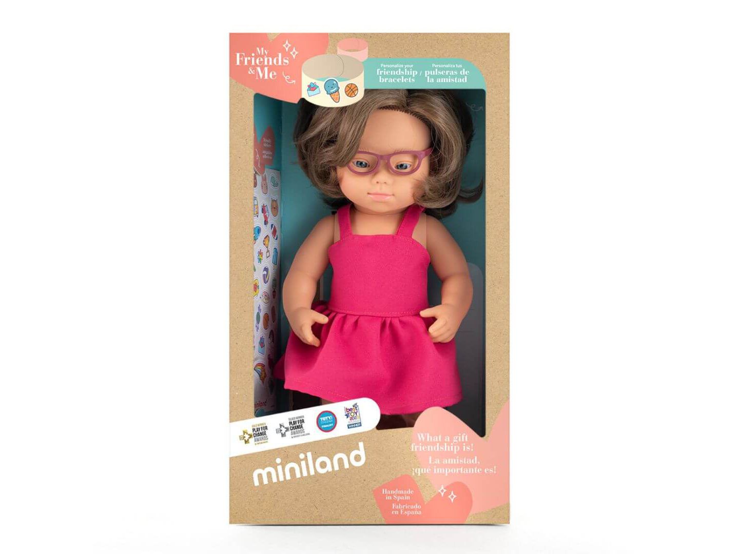 Детская кукла MINILAND My Friends & Me 15" Down Syndrome Anatomically Correct Baby Doll with Glasses, Ages 3+, цвет: Light Skin — фото 5