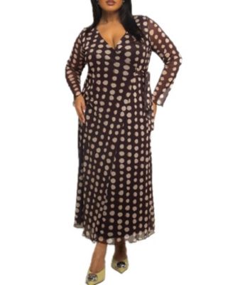 Women's Polka Dot Wrap Midaxi Dress