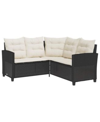 Garden Sofa Black PE rattan Medium Removable Covers Garden Sofa