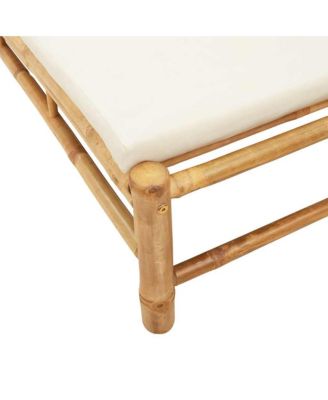 Sun Lounger Cream White Bamboo Standard Adjustable Armrests