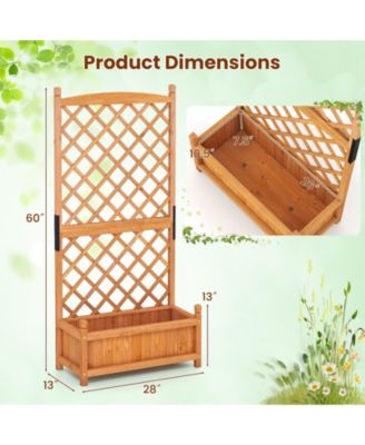 60'' Tall Raised Garden Bed w/ Diamond Lattice Trellis Drainage Holes Outdoor