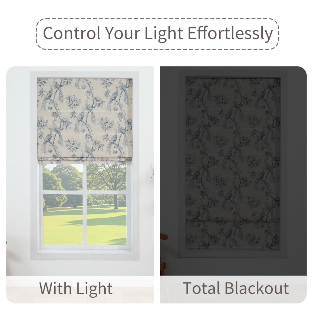 Shadisfy Peacock 100% Blackout Dual Layered Pull-Down Roman Shade for Windows