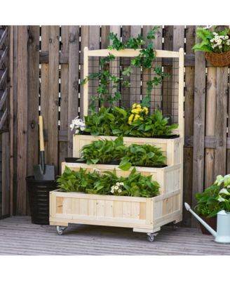 Outsunny 3-Tier Raised Garden Bed with Trellis
