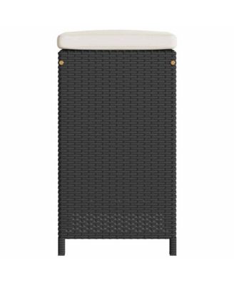 Garden Bar Stool Set of 6 Black, Cream PE Rattan Compact
