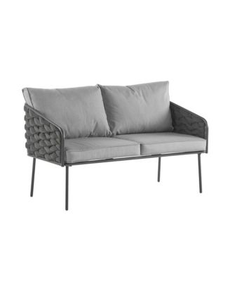 - 4-Piece Metal Modern Outdoor Patio Furniture Set - Grey