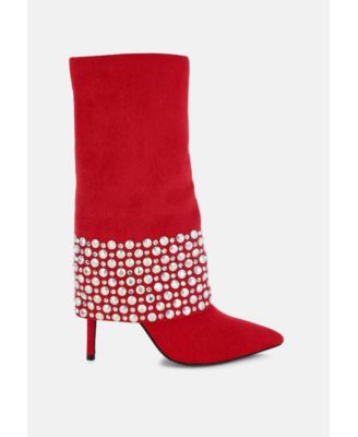 Womens BASSO Party Diamante Studded Stiletto Boots