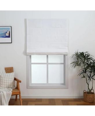 Linen Blend Cordless Roman Blinds, Light Filtering Pull Down Window 29"x64" White