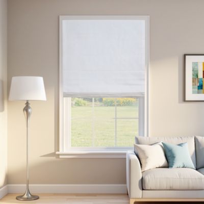 Linen Blend Cordless Roman Blinds, Light Filtering Pull Down Window