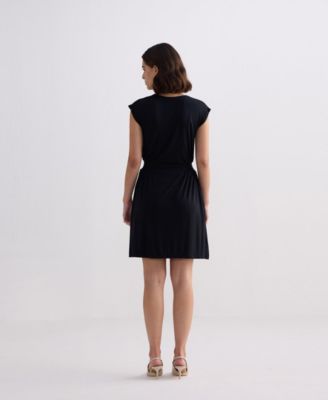 Women's Short Dress With Smocking Side Detail in Black