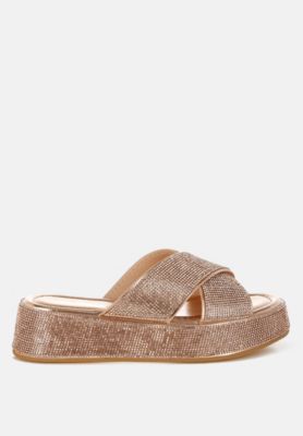 Womens Adena Rhinestone Embellished Flatforms