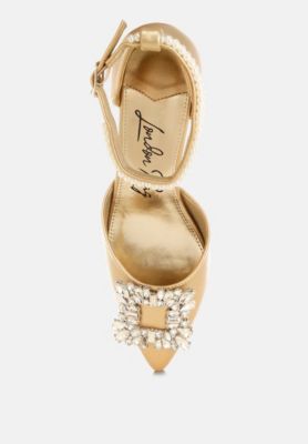 Womens Onkana Diamante Brooch Kitten Heel Sandals