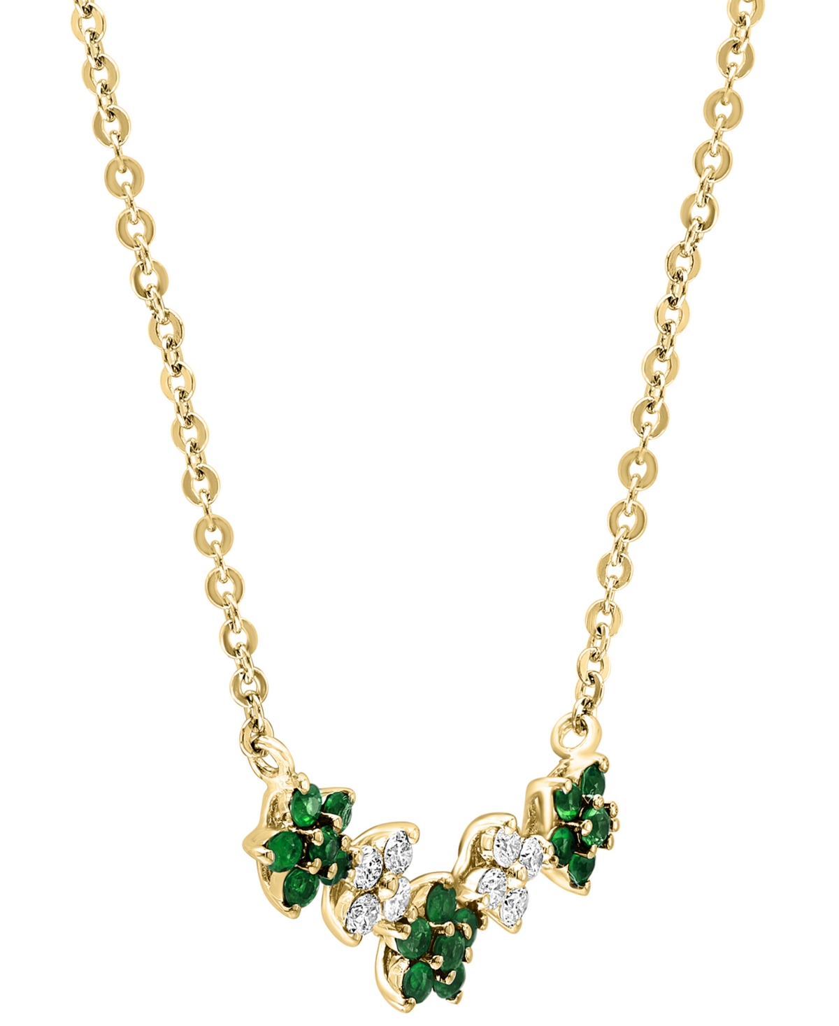 Lali Jewels Emerald (0.36 ct. t.w.) & Diamond (0.12 ct. t.w.) Necklace in 14K Yellow Gold