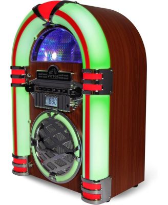 WILSHIRE Desktop Bluetooth LED Jukebox Speaker with FM Radio - Mahagony