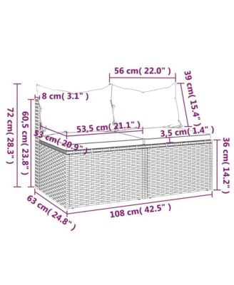 Garden Middle Sofa Black Poly Rattan Medium Modular