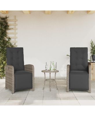 Reclining Garden Chair Set of 2 Grey, Dark Grey PE Rattan Medium