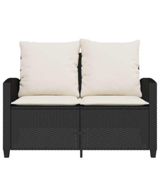 Garden Sofa Black, Cream White PE Rattan Medium Removable Covers