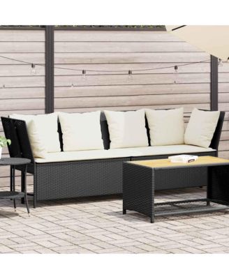 Garden Sofa Black PE Rattan Large Modular Garden Sofa