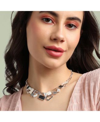 Dented Geometrical Statement Necklace